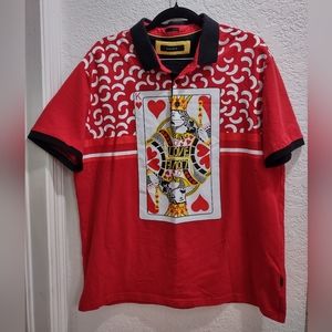 BARABAS MENS LUXURY KING OF LOVE CARD POLO SHIRT SIZE LARGE 23" PIT TO PIT